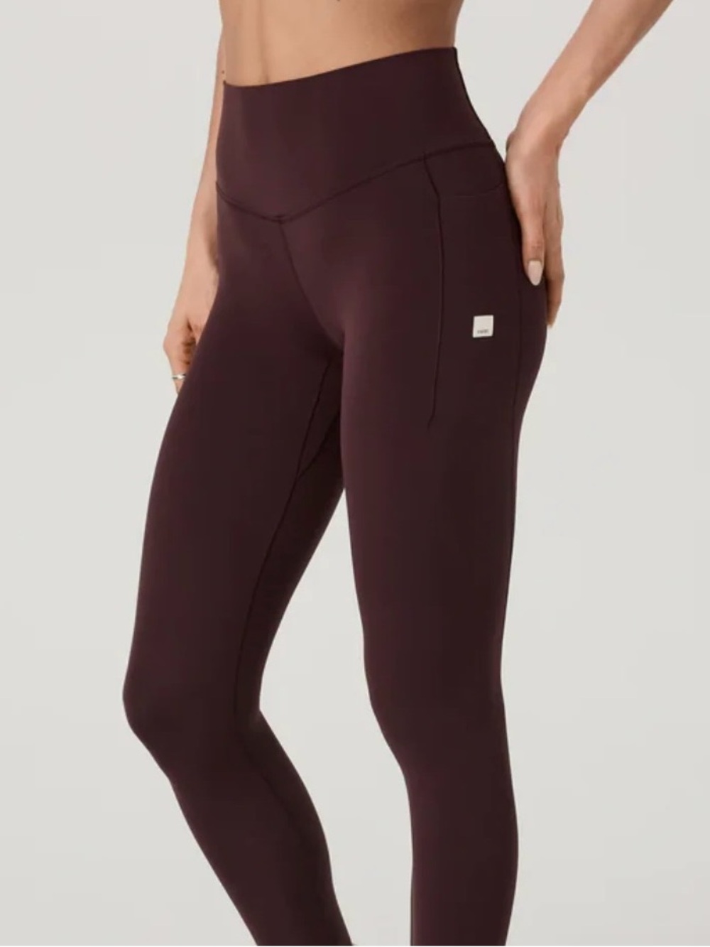 Vuori AllTheForm Pocket Workout Yoga Leggings in Burgundy